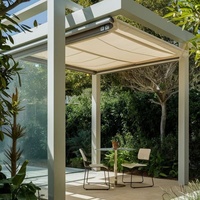 Pérgola de Aluminio de Alta Gama para Exteriores, Techo de Láminas Ajustables, Estructura Impermeable para Jardín