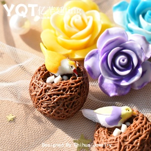 Figuras de pájaros <span class=keywords><strong>con</strong></span> nido de fondo plano, adornos de resina de hadas en miniatura para jardín, estatua pequeña, adorno para decoración de teléfono DIY - Product Image 3