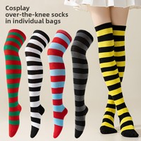 Femmes Cosplay Anime rayé JK Style Long Tube jambe-cuisse haute chaussettes genou japonais genou pour quotidien pour les vacances de noël d'hiver