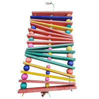 Jouets en bois colorés pour oiseaux, écologiques, de luxe, de taille moyenne, pour perruches, à mâcher et pour nettoyer les dents, jouets suspendus pour cage à oiseaux (25*65cm)