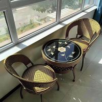 Chaise en rotin trois pièces combinaison de table basse pour cour extérieure terrasse balcon chaise pivotante avec thé pour un usage décontracté