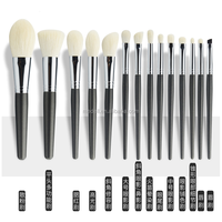 Nouveautés Personnalisation Usine – Ensemble de Pinceaux de Maquillage Professionnels Haut de Gamme en Poils de Chèvre avec Manche en Bois et Virole en Cuivre