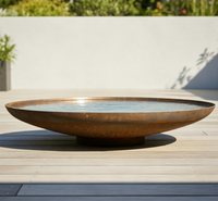 Brasero et bassin d'eau 2-en-1 pour l'extérieur 4 saisons - Fontaine d'eau pour jardin d'été et chauffage au bois pour l'hiver