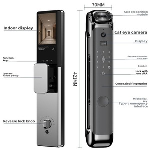 <span class=keywords><strong>2025</strong></span> mô hình mới tuya Wifi hợp kim nhôm khóa cửa thông minh-NFC Nhận dạng khuôn mặt vân tay camera & mã truy cập - Product Image 5
