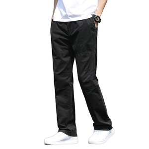 Pantalon Cargo pour Homme Gris et Noir Solide Joggers Loose Straight Oversize Cotton Casual Work Wear Versatile New Design Trousers - Product Image 1