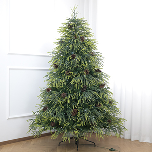 PE & PVC Mixed Two-Tone Willow Leaf Pre-lit Christmas <b>Tree</b>, Freestanding Festive Ornament for Living Room - Product Image 2