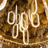 Luminaire suspendu ovale en acrylique LED de luxe pour la décoration de mariage, salle de banquet, scène, fête, événement