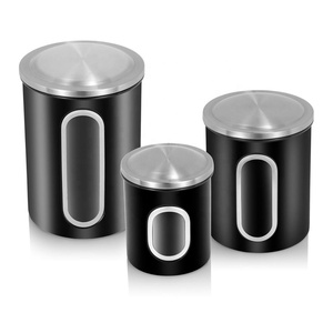 Kitchen Accessory Food Storage Containers Set Powder Metal Box Stainless Steel Suger Canister