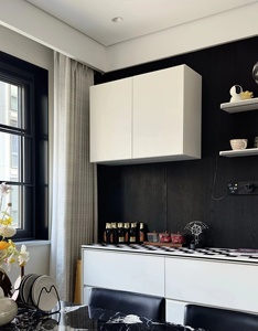 Aparador de Estilo Minimalista con Armarios Colgantes, Estación de Café Integrada, Vitrina Abierta con Estantes Ajustables - Product Image 2