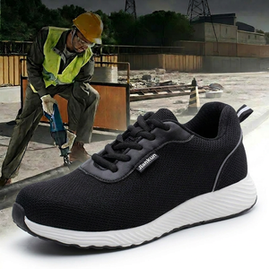 Zapatillas de seguridad de corte bajo con puntera de acero estándar europeo, resistentes a perforaciones en la entresuela, transpirables para el empeine, ideales para el trabajo de verano. - Product Image 5