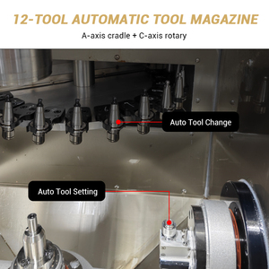Machine de gravure et de fraisage CNC 5 axes haute précision 5KW Yubang Factory pour bijoux, design couleur arc-en-ciel pour bagues en or et en argent - Product Image 4