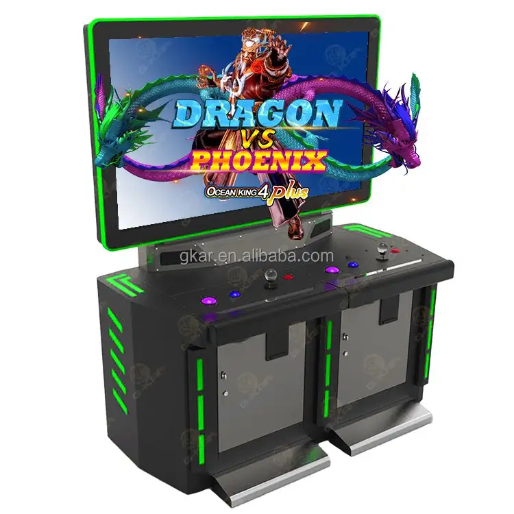 High Definition 2 Player Standing Fish Table Coin Operated Games Dragon VS Phoenix Ocean King 4 Plus