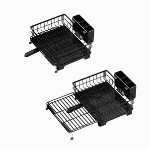 ชั้นวางจานแบบปรับขยายได้พร้อมถาดทรงสี่เหลี่ยมสำหรับจัดเก็บบนเคาน์เตอร์ครัว - Product Image 1