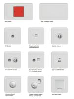 Prise murale industrielle en plastique blanche à 5 broches avec 2 ports USB, interrupteurs universels 1 gang 1 voie UK/EU pour 2 appareils