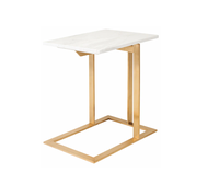 Table d'appoint ronde/carrée en marbre blanc avec base en acier inoxydable doré pour salle à manger salon chambre salle de bain vente en gros
