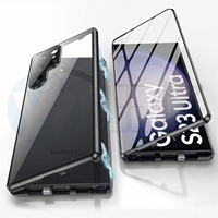 Coque de protection magnétique HD en verre double face avec protection d'objectif d'appareil photo, en aluminium métallique tout compris pour Samsung S26 S23