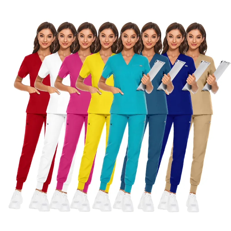 Niaahinn New Style Medical Hospital Nurse Uniform Fashionable Rayon aspandex Nursing Scrubs Designs Scrub Suit for Unisex