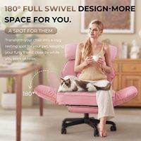 Silla de Oficina Ejecutiva Ergonómica Reclinable de Diseño Minimalista con Asiento Ancho Rosa, Respaldo Cruzado y Resortes Individuales para Máxima Comodidad