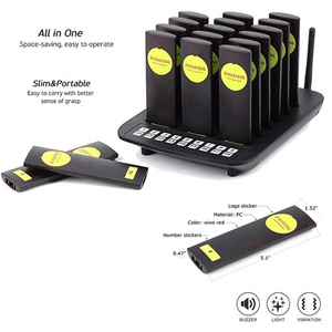 Cafe Logo özelleştirmek uzun menzilli kare ışık Buzzer müşteri kuyruk Coaster Beeper titreşimli kablosuz çağrı çağrı sistemi restoran - Product Image 2