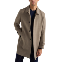 Manteau en laine mérinos 100% à simple boutonnage pour hommes, vêtements d'extérieur décontractés chameau taupe, blazer long boutonné pour l'hiver d'affaires