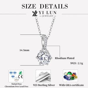 Collier en argent sterling 925 avec moissanite <span class=keywords><strong>1</strong></span> <span class=keywords><strong>carat</strong></span>, bijoux de mariage pour femmes, pendentif en argent S925 avec pierre scintillante, livraison rapide - Product Image 6