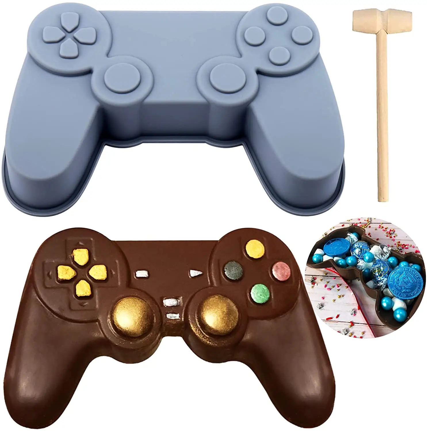 Bakvormen Groot 3d Breekbaar Spel Controller Siliconen Chocolade Mallen Voor Cake Bakken, Verjaardag, Snoep Mallen, Gelei, Pudding