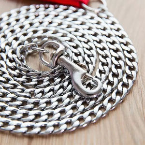 1.5M 1.8M Metal Aço Inoxidável Ferro <span class=keywords><strong>Dog</strong></span> Chain Leash Cromado com Alça Acolchoada Macia para Cães - Product Image 4