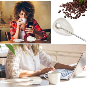 Plateau de mesure en acier pour café avec cuillère, ensemble de 4 pièces en céramique pour l'affichage d'échantillons de grains et la mesure de poudre - Product Image 2