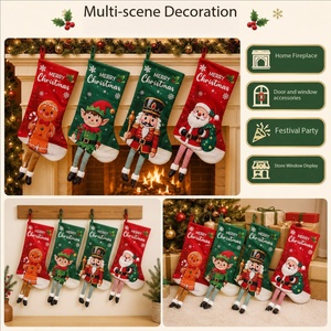 <span class=keywords><strong>Chaussettes</strong></span> <span class=keywords><strong>de</strong></span> Noël Harmony 3D Leg Design avec imprimé Père Noël, elfe, casse-noisette et pain d'épices, <span class=keywords><strong>chaussettes</strong></span> cadeaux <span class=keywords><strong>de</strong></span> Noël en velours - Product Image 4