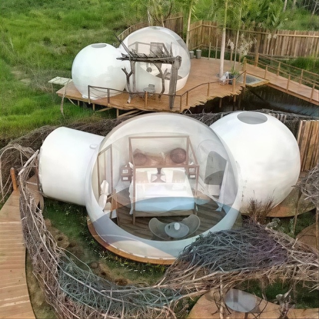 Factory Customized  Double Room Luxury Inflatable Bubble Tent Outdoor Glamping Bubble Hotel with Bathroom
