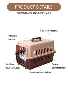 Caisse de transport pour animaux de compagnie en plastique, grande, de luxe, sur roulettes, haute et robuste, pour chiens, pour le transport aérien, vente en gros - Product Image 3
