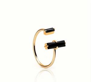 Natural <b>Black</b> Tourmaline Two-Stone 925 Sterling Silver 7x5 MM 2x4 MM Octagon Cut Gemstone <b>Ring</b> Romantic Wedding Handmade Fine - Product Image 2