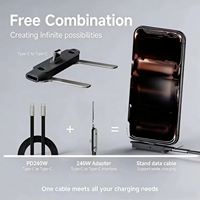 Base de Carga Rápida 2 en 1 de Última Tendencia con Puerto USB-C Plegable de 240W, Adaptador de Cargador de Teléfono Desmontable Multiángulo para Escritorio