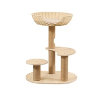 Structure d'escalade pour chat personnalisée en bois massif, motif tressé, capsule spatiale ronde minimaliste, maison pour chat