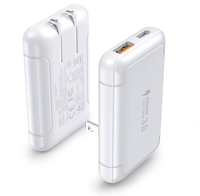 Adaptateur secteur de voyage portable HNT 1,6 cm ultra-plat 30W double USB A + Type C, chargeur rapide avec prise pliable pour iPhone