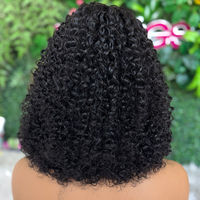Perruque Courte Frisée Crépue en Cheveux Humains avec Frange, Ondulée Effet Mouillé, Perruque Bob Sans Colle, Coupe Pixie, Entièrement Faite à la Machine pour Femmes Noires