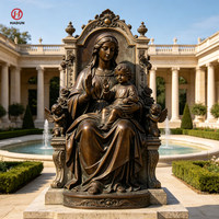 Fontaine d'eau en bronze sur mesure, grande statue de la Vierge Marie en bronze coulé grandeur nature pour jardin public extérieur, décoration religieuse