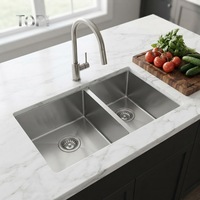 Évier de cuisine double en acier inoxydable 304 de haute qualité, fait main, design moderne, installation sous plan, facile à nettoyer, fournitures ménagères