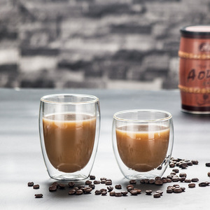 Tasse en verre borosilicate à double paroi résistante à la chaleur HANTANG 80-450ml réutilisable transparente pour café, lait, bière – Vente en gros - Product Image 6