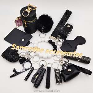 15 En 1 brillante Bling autodefensa llavero conjunto autodefensa diamante llavero para mujeres con pulsera al aire libre llavero - Product Image 6