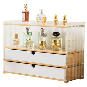 Cosmetic Storage <b>Box</b> With Drawers 4 Layers Desktop <b>Makeup</b> Organizer Dustproof Material Simple Style - Product Image 5