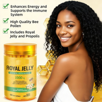 Gélules de Gelée Royale Naturelle 1000mg 10-HDA pour le Soutien Immunitaire, la Fertilité, la Vitalité, le Bien-être du Foie et de l'Estomac – Vente en Gros