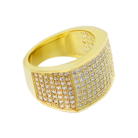 Herren-Schmuck Iced Out 5A-Grad Kubikzirkonia Messing 18K Vergoldet Rhodium-Plattiert Hochzeits-Verlobungsring Geschenk Party