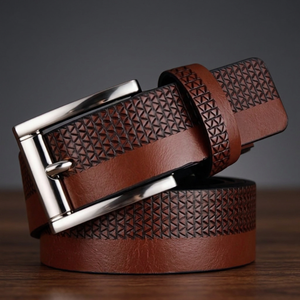 BS INTERNATIONAL NA101 Sweat Absorbent Cow Hide Steel Pin Buckle Waterproof Heavy Duty Durable Eco-Friendly Snake Pattern <b>Belt</b> - Product Image 1
