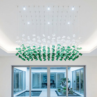 Lustre suspendu pour plafond haut, grand projet, décoration suspendue, art moderne, lustre unique en verre et pierre