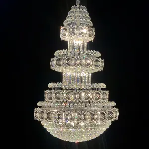 Grand lustre de luxe en cristal design moderne lustres plafonnier pour hall d'hôtel restaurant lumière lustre led