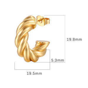 Boucles d'oreilles créatives simples Boucles d'oreilles tressées torsadées exagérées en acier inoxydable personnalisées en gros pour femmes - Product Image 2