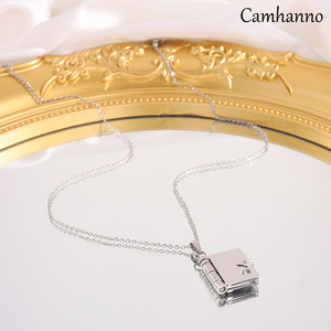 Collier Cœur <span class=keywords><strong>Livre</strong></span> Lettre Initiale Personnalisé <span class=keywords><strong>Dina</strong></span> Fashion DIY Or 18K Gravé Médaillon Acier Inoxydable Bijoux Femme - Product Image 4