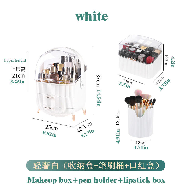 Boîte de maquillage verte de luxe et porte-stylo