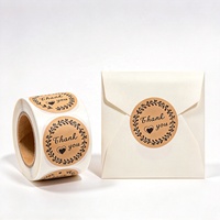 Étiquettes personnalisées avec logo, autocollants ronds en papier kraft pour boîtes cadeaux, autocollants de scellage, étiquettes de remerciement, rouleaux d'autocollants